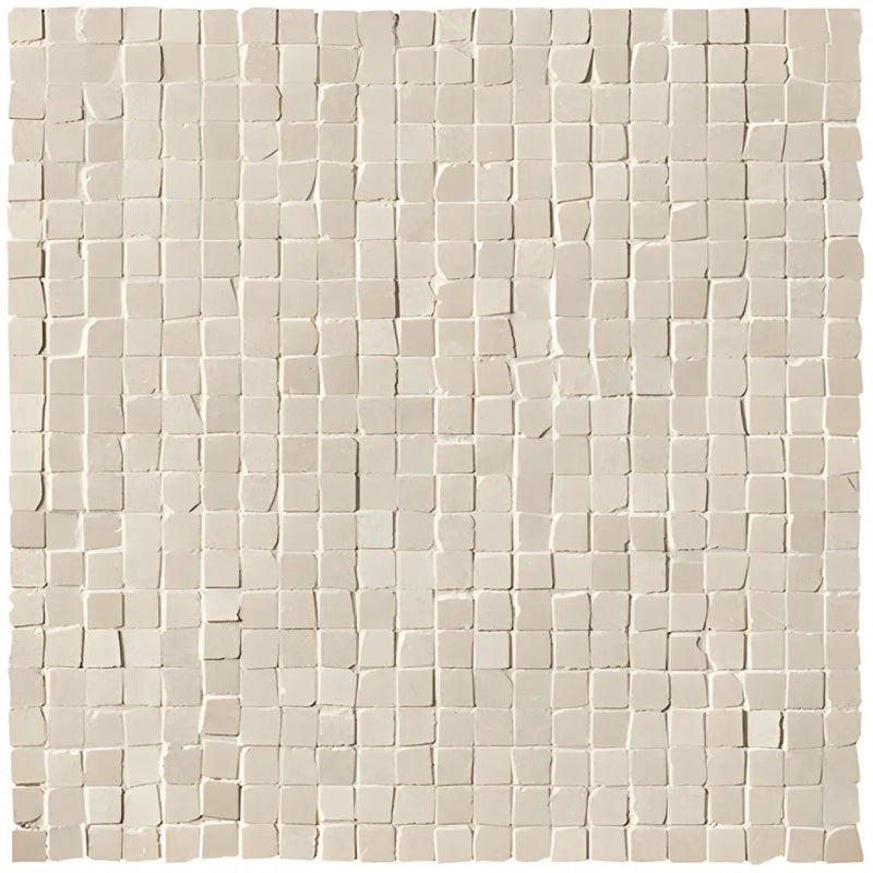 Beige Maku Sand micro mosaico mat met onregelmatige vierkante patronen in een raster