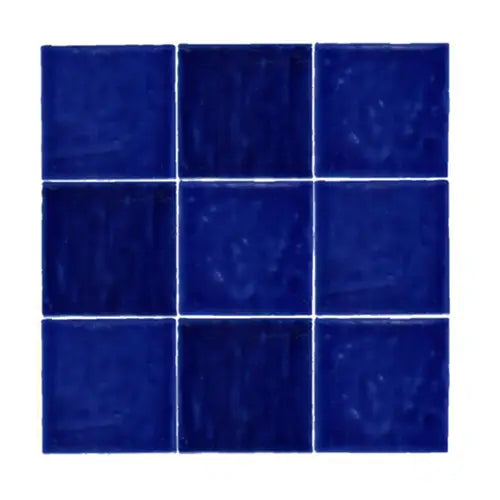 Diepblauwe Maroc Blue Fonce tegels in een 3x3 patroon van 11,5x11,5 cm