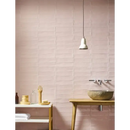 Roze keramische tegels met subtiel stenen patroon in Mat Dusty Pink 7,5x30