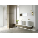 Moderne hangende badkamermeubel met duale wastafels en mat witte afwerking