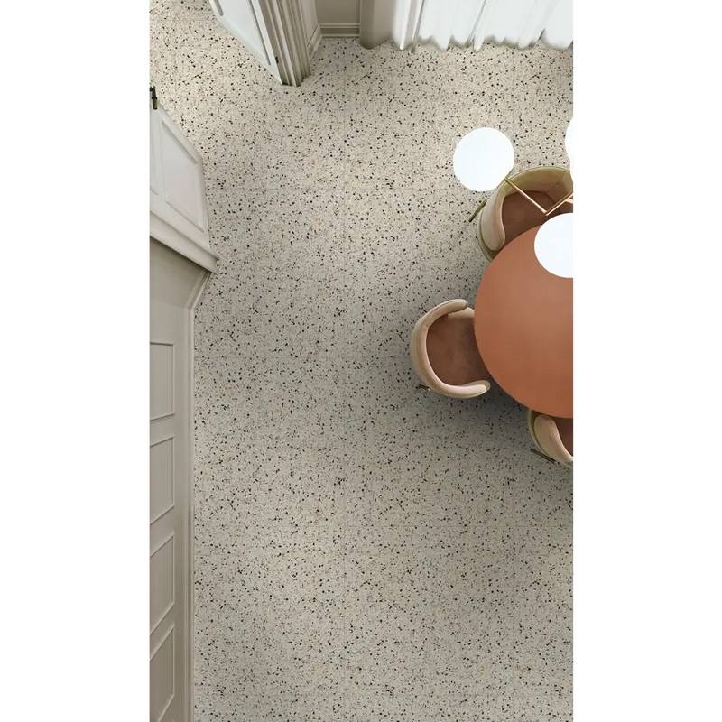 Lichte gespetterde terrazzo vloer Medley Terrazzo Cream 60x60 rett