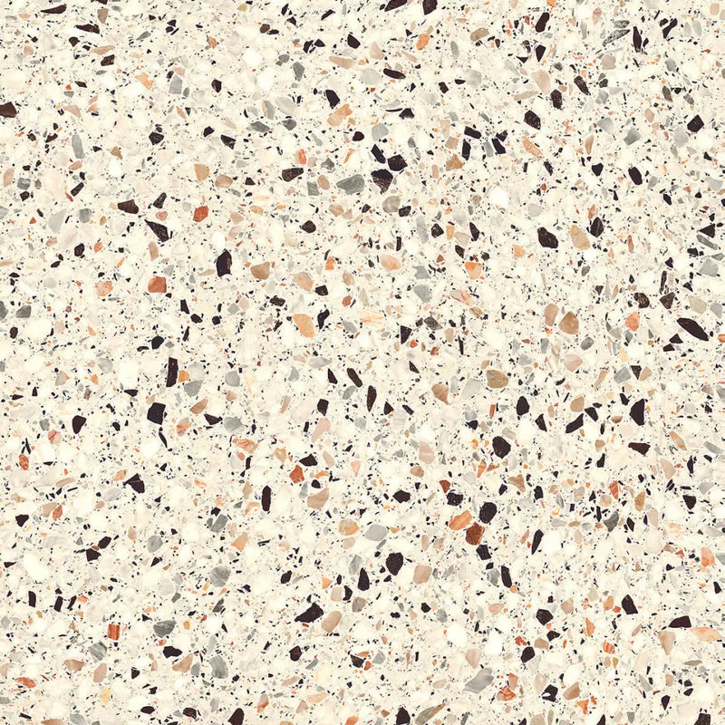 Lichte Medley terrazzo Cream vloer met kleurrijke chips, 60x60 rett