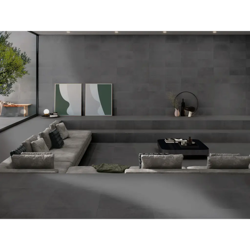 Sunken gray sectional sofa with plush cushions from Midtown Antracite R9 30X60