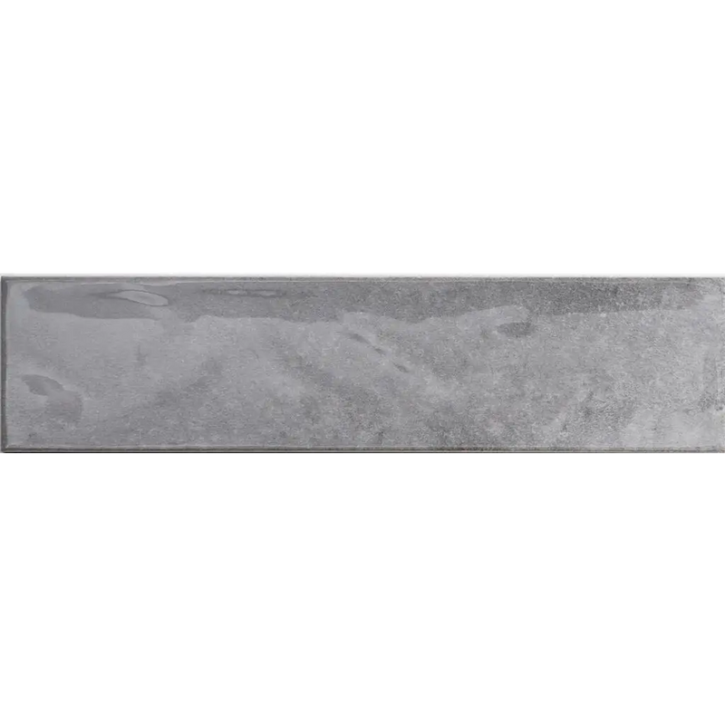 Moon Grey 7,5x30 glossy gray ceramic subway tile met textuur voor totale oppervlakte