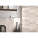 Glanzende beige keramische wandtegels met subtiel ruitpatroon van Moos White Glans 13x13