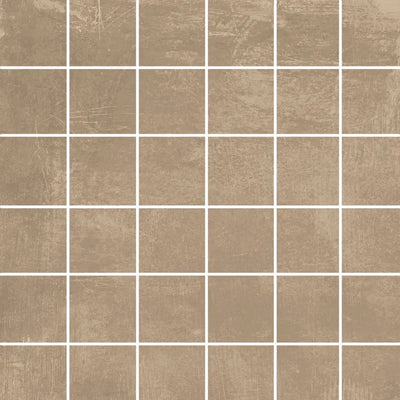 Vierkante bruine tegels met witte voeglijnen, Mozaiek Loft Taupe 5x5