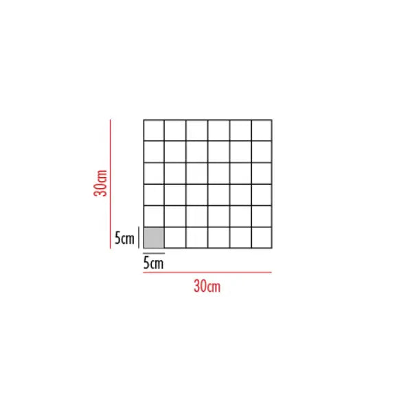 Grid met 5x5 cm vierkanten in een 30x30 cm gebied van Mozaiek Neutra Antracite