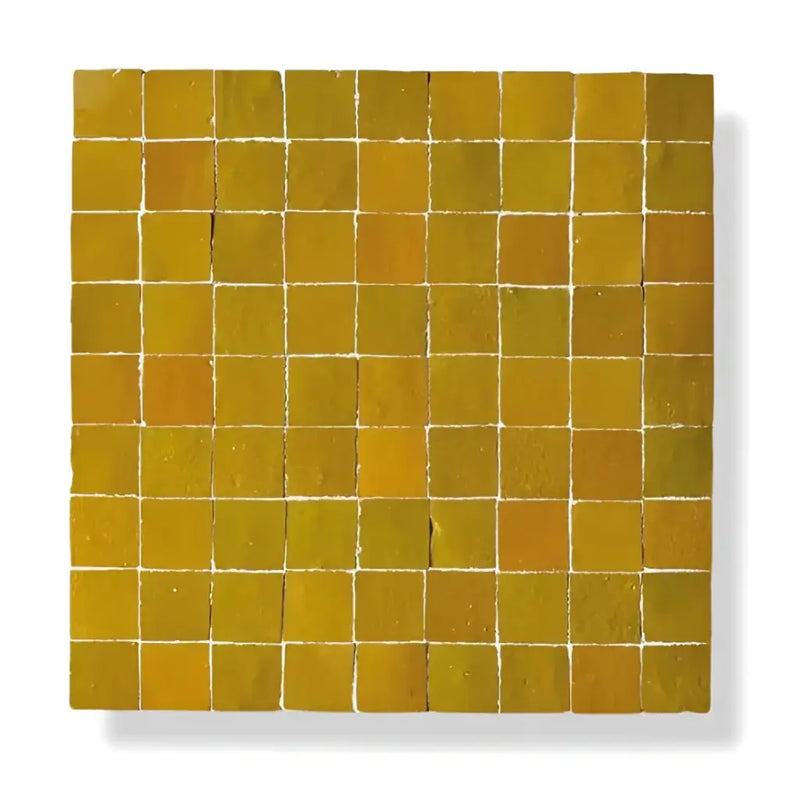 Gele mozaïek vloertegels coaster set Alhambra Mozaiek 002 vierkant patroon