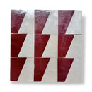 Rode en witte gestreepte keramische tegels coaster set Alhambra Mozaiek 012