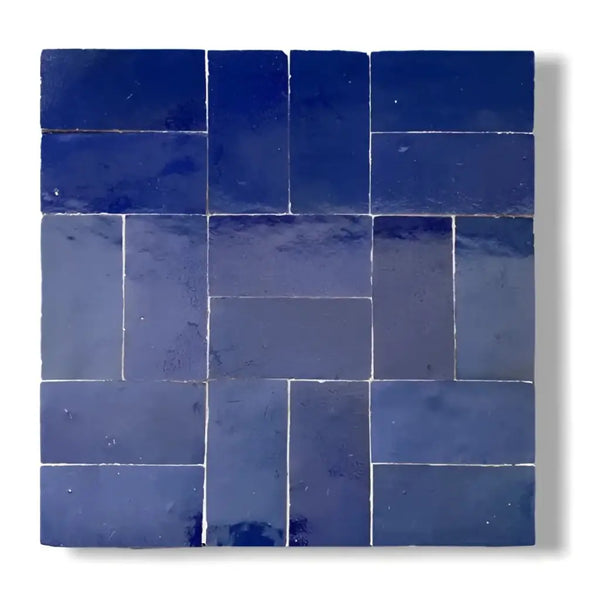 Cobalt blue Mozaiek zelliges Alhambra wandtegels met witte voeg en textuur