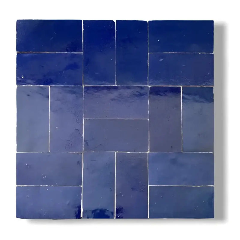 Cobalt blue Mozaiek zelliges Alhambra wandtegels met witte voeg en textuur