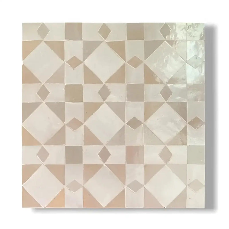 Beige en witte Mozaiek zelliges Alhambra wandtegels met geometrische patronen