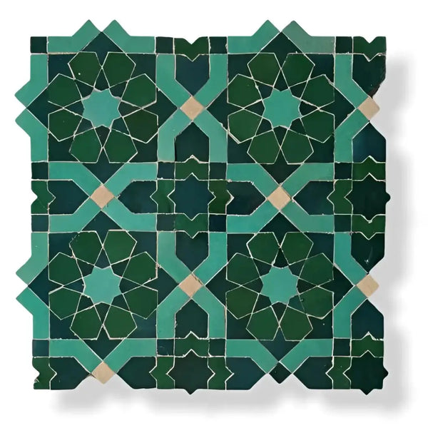 Groene en teal mozaïek vloertegels coaster met Alhambra patronen
