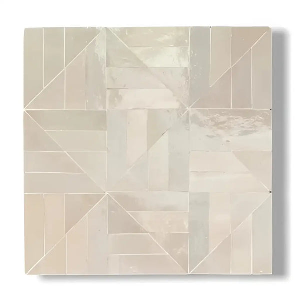 Crèmekleurige Alhambra Mozaiek 400 zellige vloertegel met parelmoer en zilver