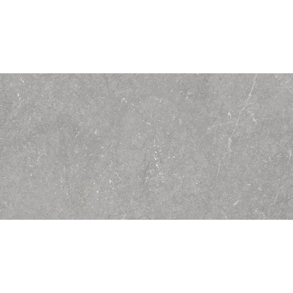 Grijze gestructureerde stone of beton met subtiele motieven van Munich Pearl wandtegel 25x50