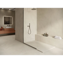 Moderne minimalistische inloopdouche met München Sand 60x120 antislip en regendouchekop