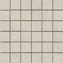 Vierkante beige zand mozaïek 5x5 tegels met dunne donkere voeglijnen