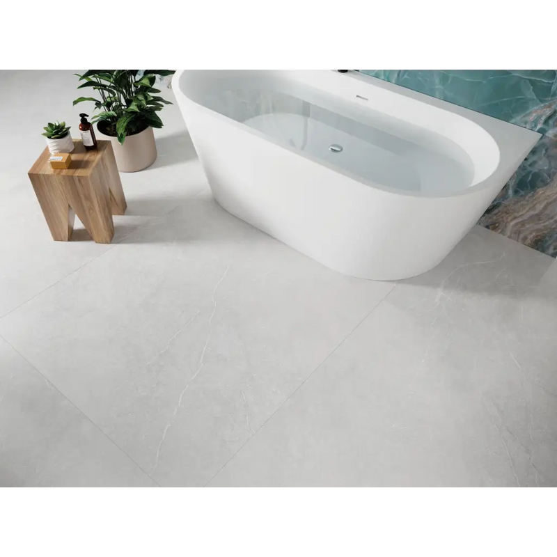 Moderne vrijstaande witte badkuip met subtiele strepen, Munich White 120x120 anti-slip