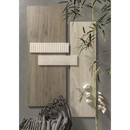 Houten panelen met ribbelstructuur in geometrische compositie, Mussa Ivory Glans 7,5x30