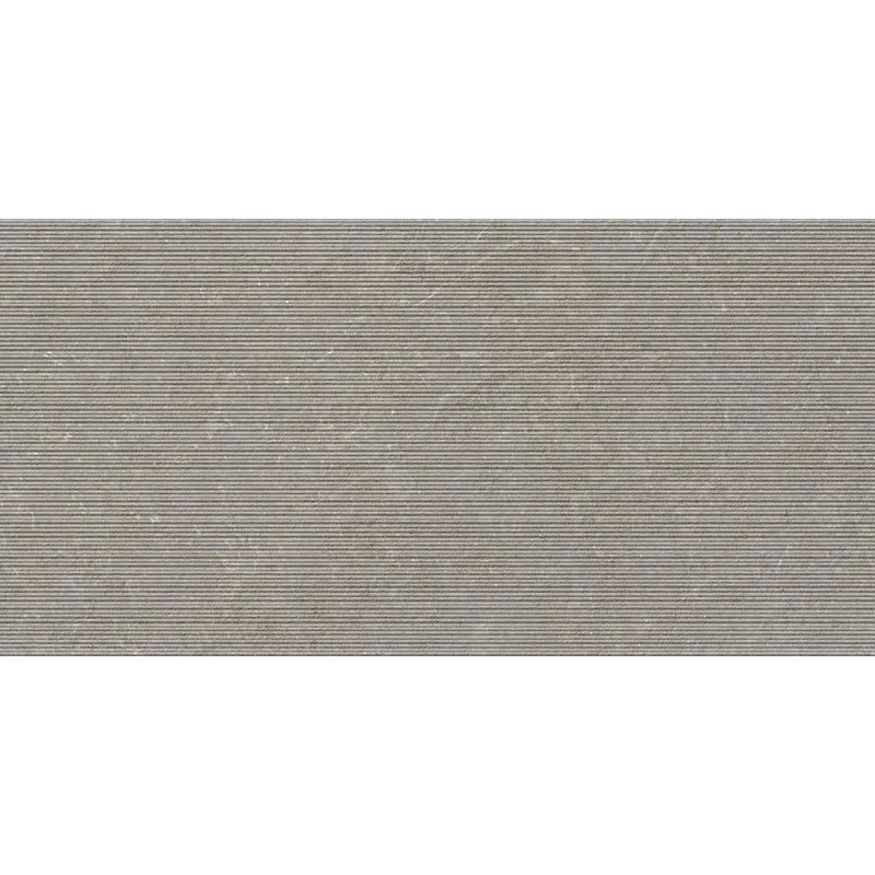 Grijs textiel met subtiel gestreept patroon voor mytos greige neli decor 60x120 tegel