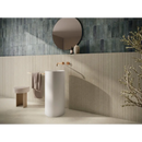 Witte cilindrische pedestal wastafel met minimalistisch design en matte afwerking in mytos sand neli decor 60x120 rett