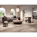 Beige ronde houten neografton rust 80x80 koffietafel met gladde gepolijste afwerking en subtiele natuurlijke nerf