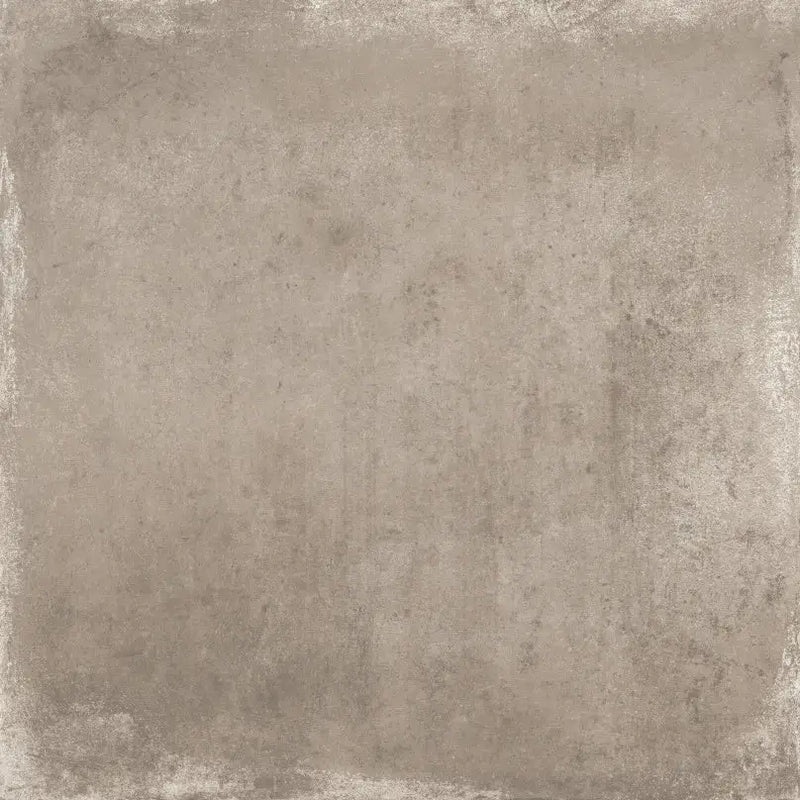 Gray concrete tile with textured weathered surface in neografton rust 80x80 rett for rustic flooring