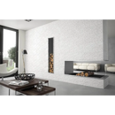 Moderne minimalistische Neutra Pearl 60x60 haard met ingebouwde houtopslag niches