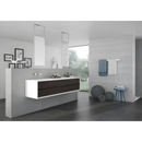 Moderne zwevende badkamer wastafels met donker houten lades en witte aanrecht Neutra Relief Decor