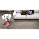 Moderne witte bank met donkere kussen op Neutra Taupe 75x75 rett