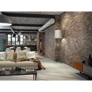 Beige fabric sofa with pillows and blanket in Neutra White 60x60 style