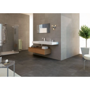 Moderne minimalistische badkamer met Nexus Antraciet 60x120 rett, drijfende wastafel en glazen douche