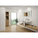 Moderne zwevend badkamermeubel met witte gootsteen en houten plank, Nexus Glaciar 60x120