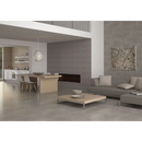 Modern minimalist living room with Nexus Pearl 30x60 rett and gray sectional sofa