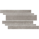 Gray stone-textured Nexus Pearl mozaïek strips in staggered horizontal pattern