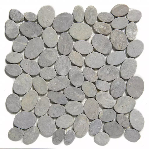 Gray river rock mosaic tegel in een mooi pebblespatroon, perfect voor NMP300 Grey