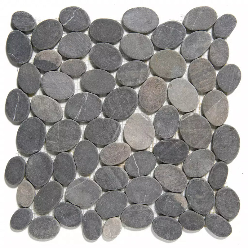 Gray river rock mosaic tile in pebble pattern for NMP360 Dark Grey design