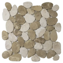 NMP800 Bruin mosaic met tan en off-white rivierstenen, perfect voor dark grey vloertegels