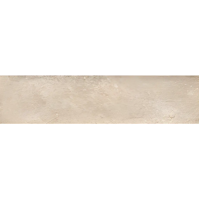 Textured beige surface of Nobu Beige 6x24 tile with a stylish, grainy look