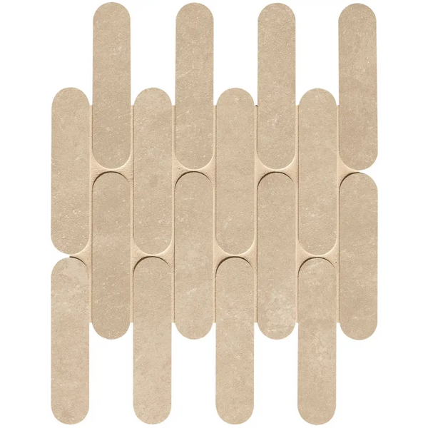 Houten knutselstaafjes in verticale patroon, perfect voor Nobu Beige Curve Mosaico