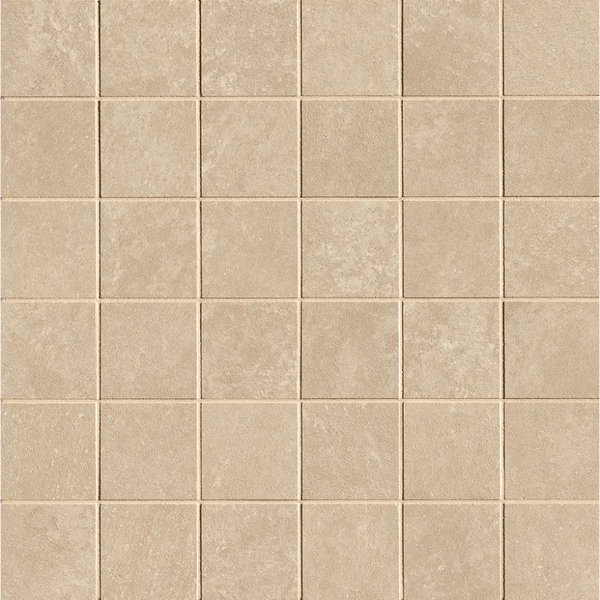 Beige ceramic tiles in een vierkant patroon van Nobu Beige macro mosaïek 5x5