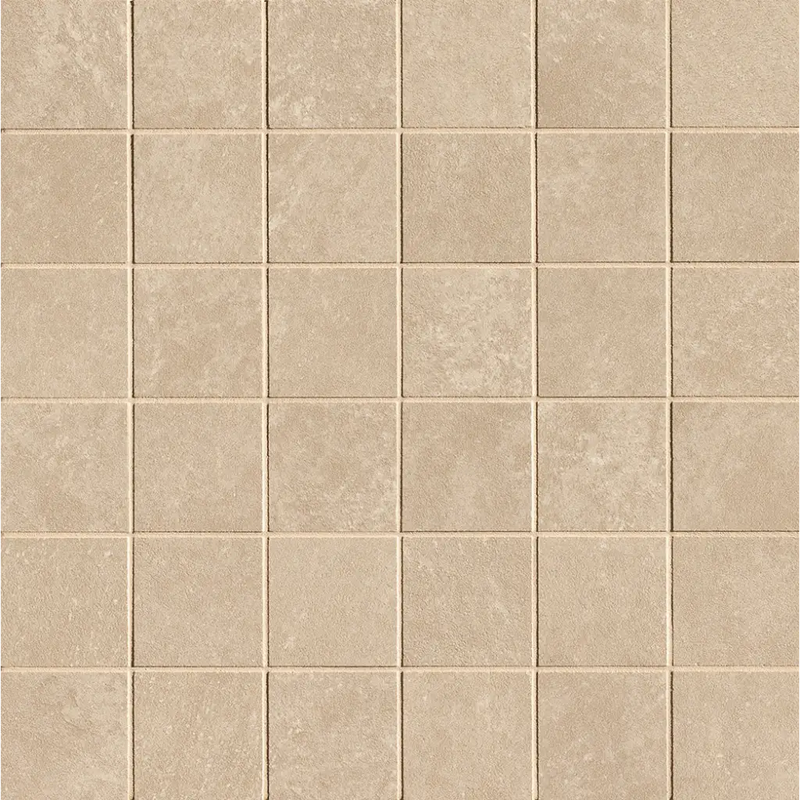 Beige ceramic tiles in een vierkant patroon van Nobu Beige macro mosaïek 5x5