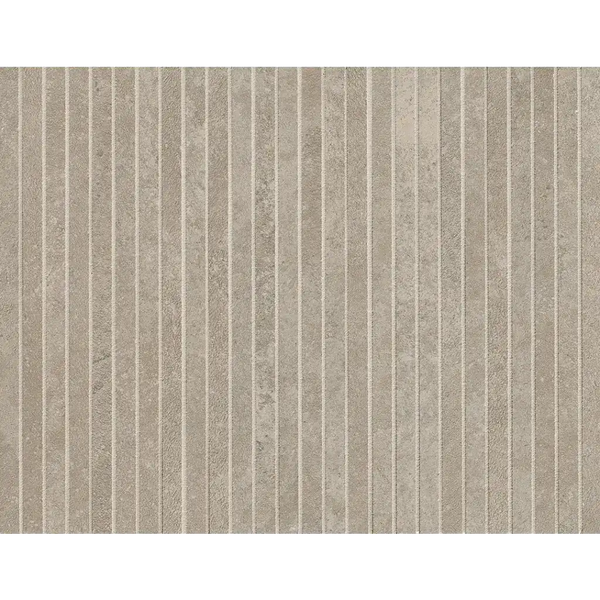 Beige gestreepte wallpaper met verticale lijnen voor Nobu Grey Tratti Mosaico