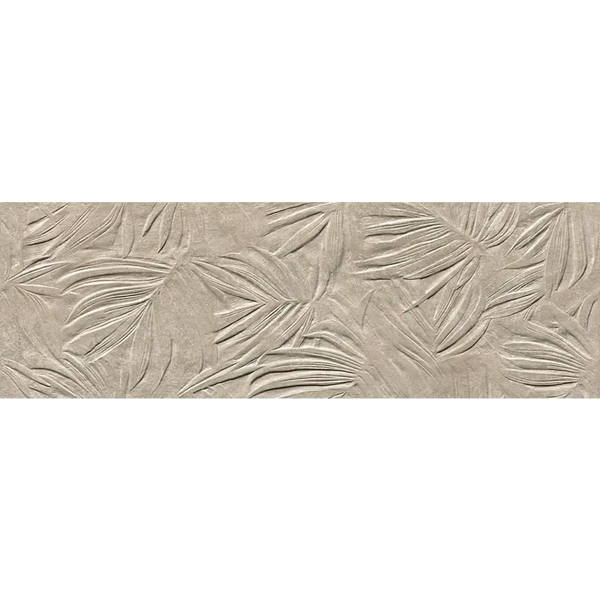 Beige wandtegel met palmbladpatronen, Nobu Grey wandtegel fossil 25x75