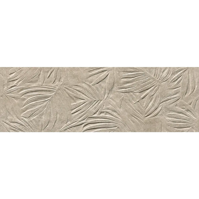 Beige wandtegel met palmbladpatronen, Nobu Grey wandtegel fossil 25x75