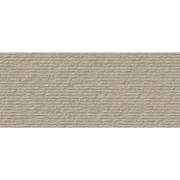 Textured beige wandtegel met horizontale striations van Nobu Grey 50x120 rett