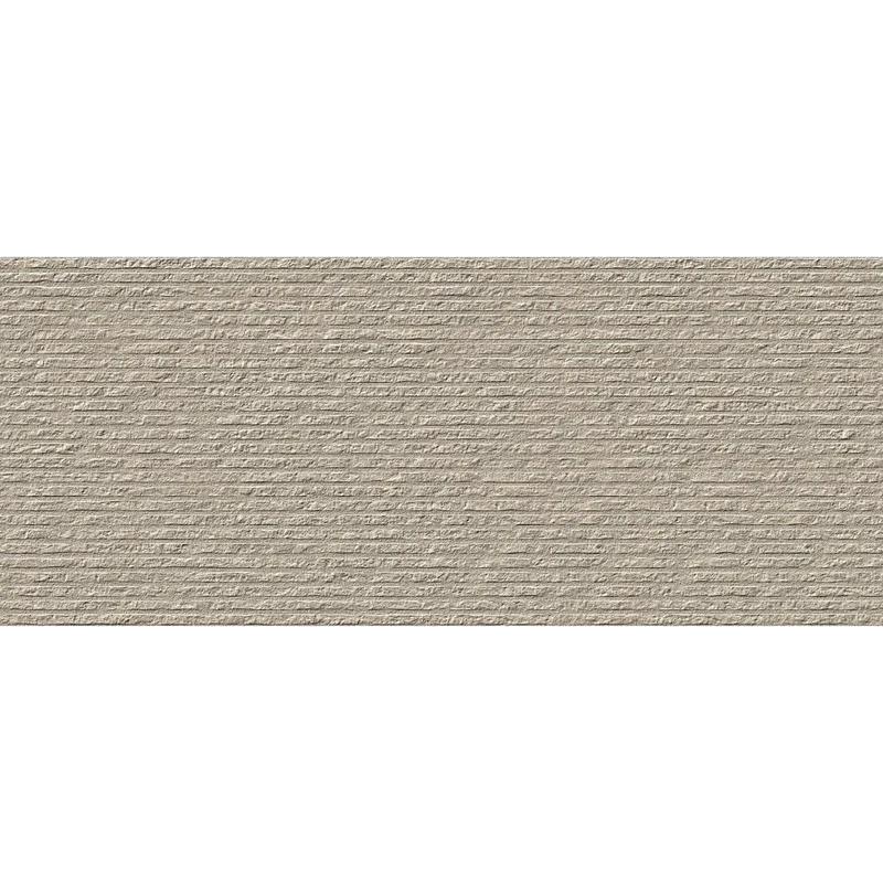 Textured beige wandtegel met horizontale striations van Nobu Grey 50x120 rett