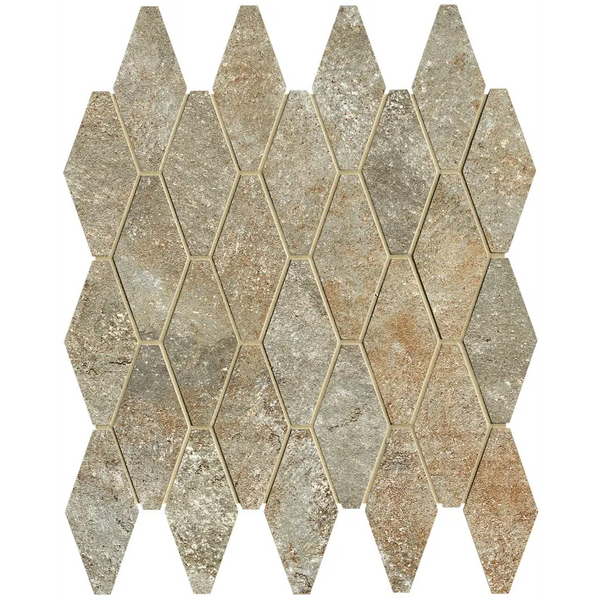 Elongated hexagonale stenen tegels in mosaïekpatroon van Nobu Slate Rombi