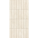 Creamkleurige keramische wandtegels met ribbelpatroon van Nobu White 6x24