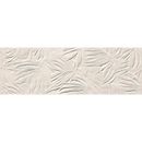 Textuur van de Nobu White wandtegel fossil 25x75 met golvende patroon